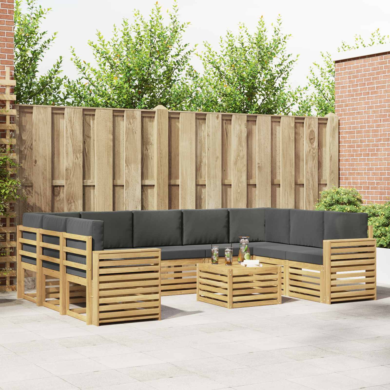 vidaXL Outdoor-Sofagarnitur 10 Stk. Weiß und Anthrazit Polyester