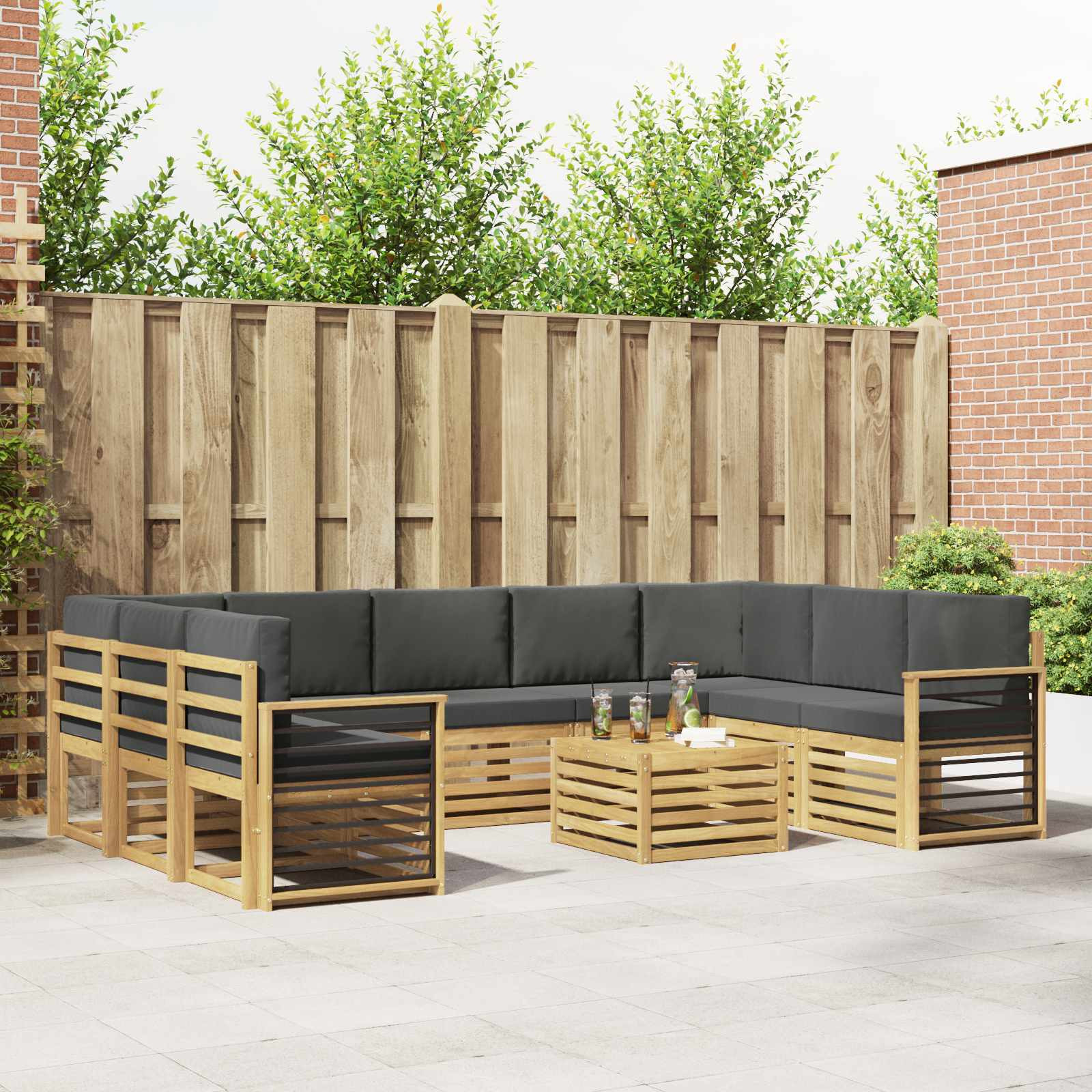 vidaXL Outdoor-Sofagarnitur 10 Stk. Weiß und Anthrazit Polyester