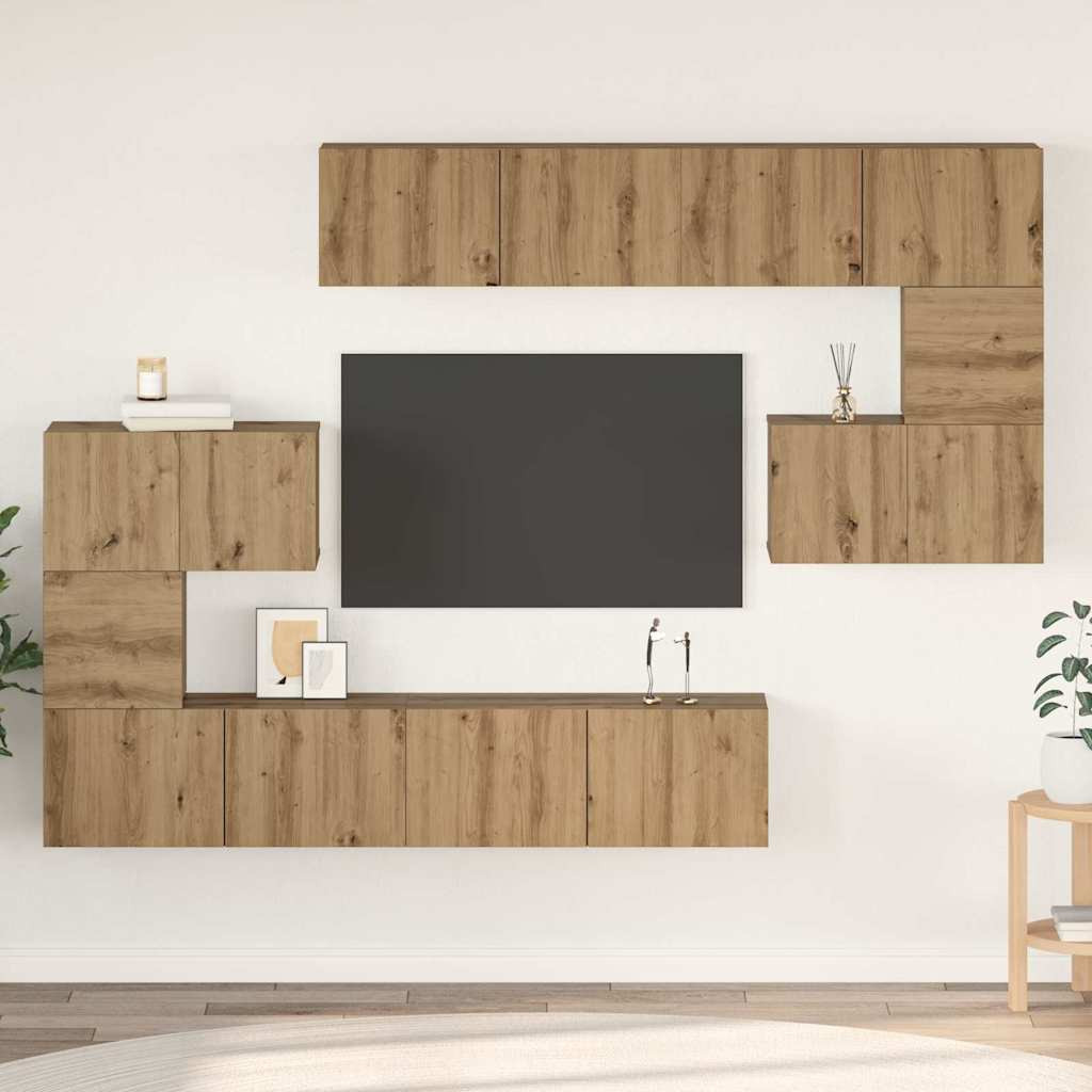 vidaXL TV-Schrankset 8 pcs Artisan-Eiche Holzwerkstoff