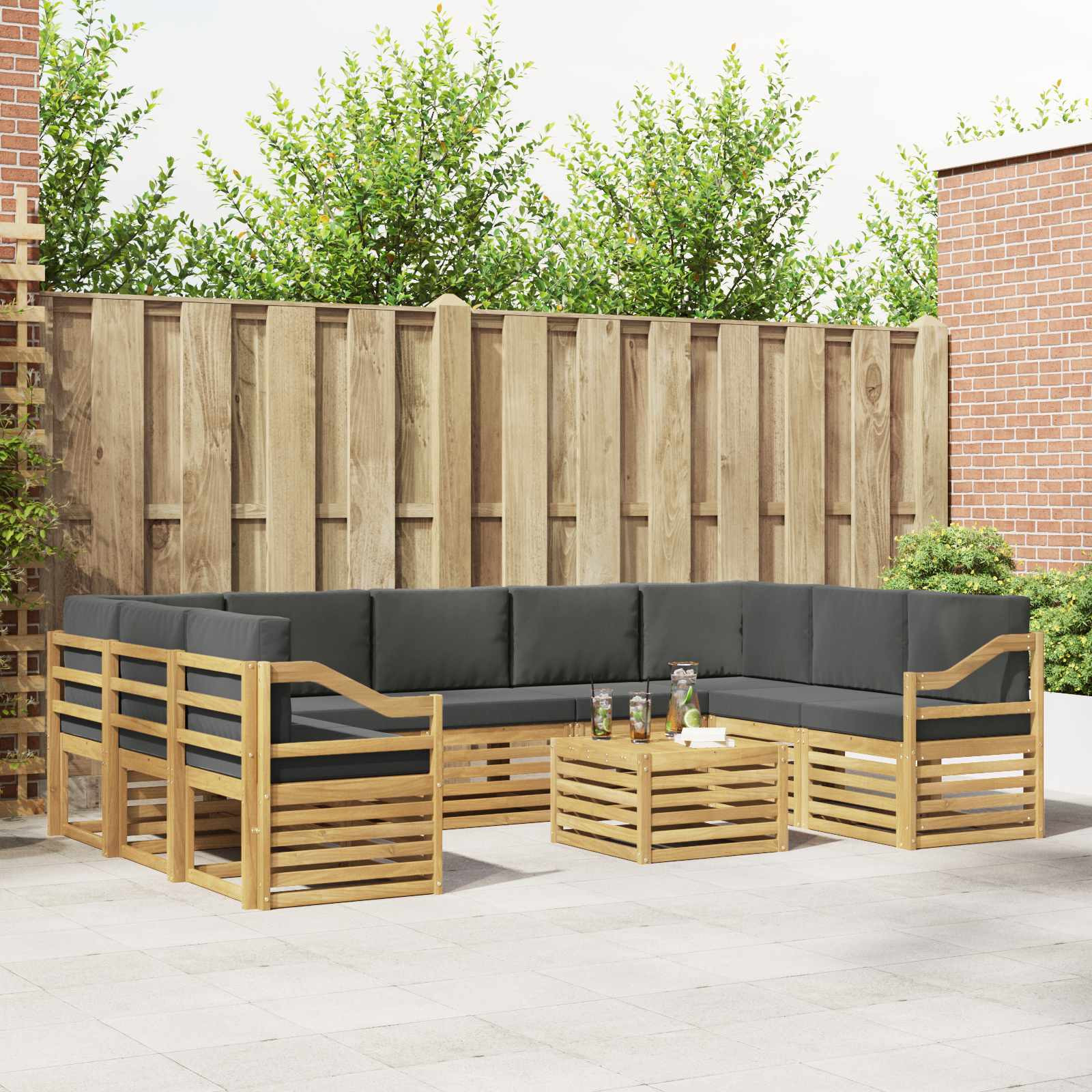 vidaXL Outdoor-Sofagarnitur 10 Stk. Weiß und Anthrazit Polyester