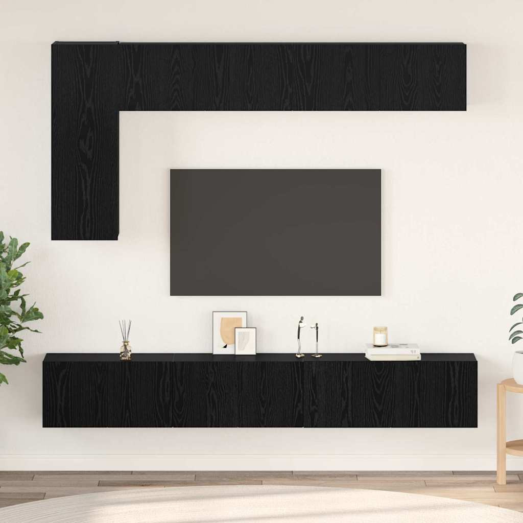 vidaXL TV-Schrankset 6 pcs Schwarz Eichen-Optik Holzwerkstoff