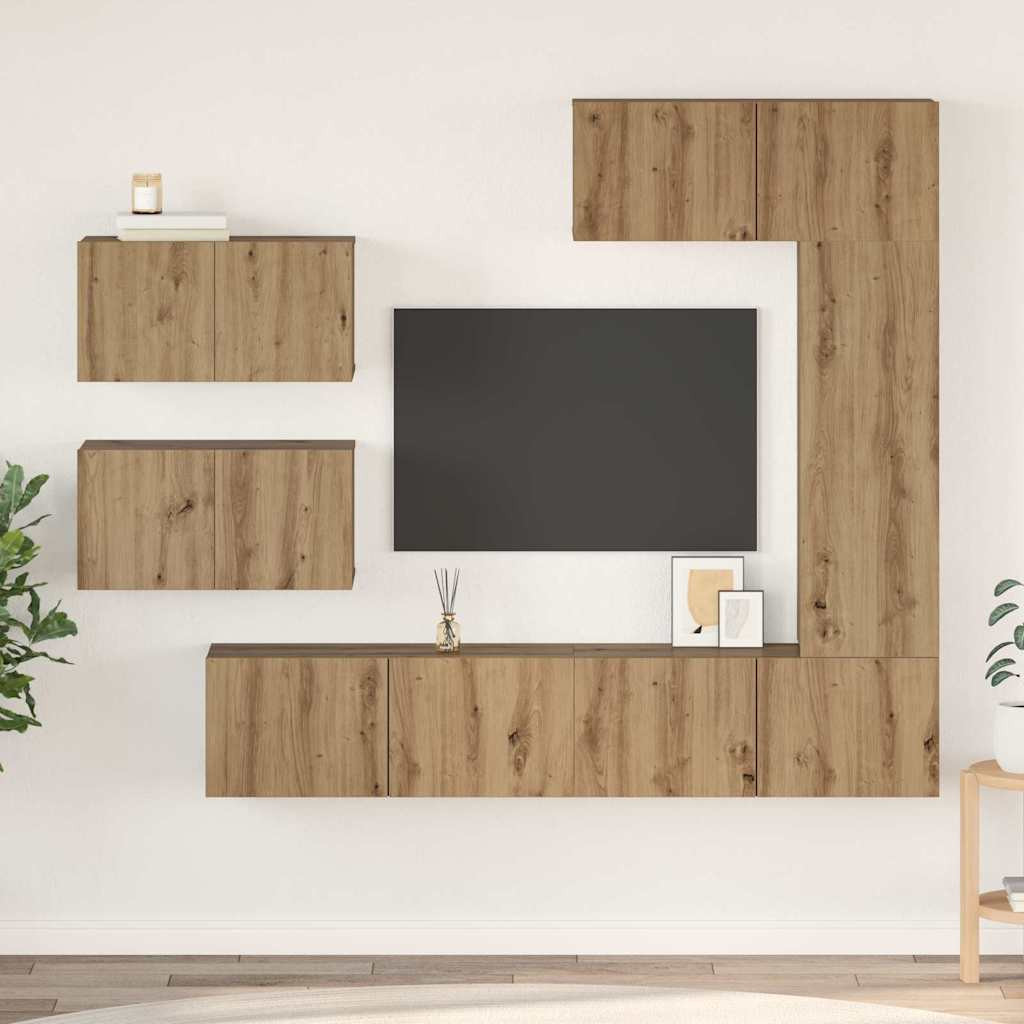 vidaXL TV-Schrankset 6 pcs Artisan-Eiche Holzwerkstoff