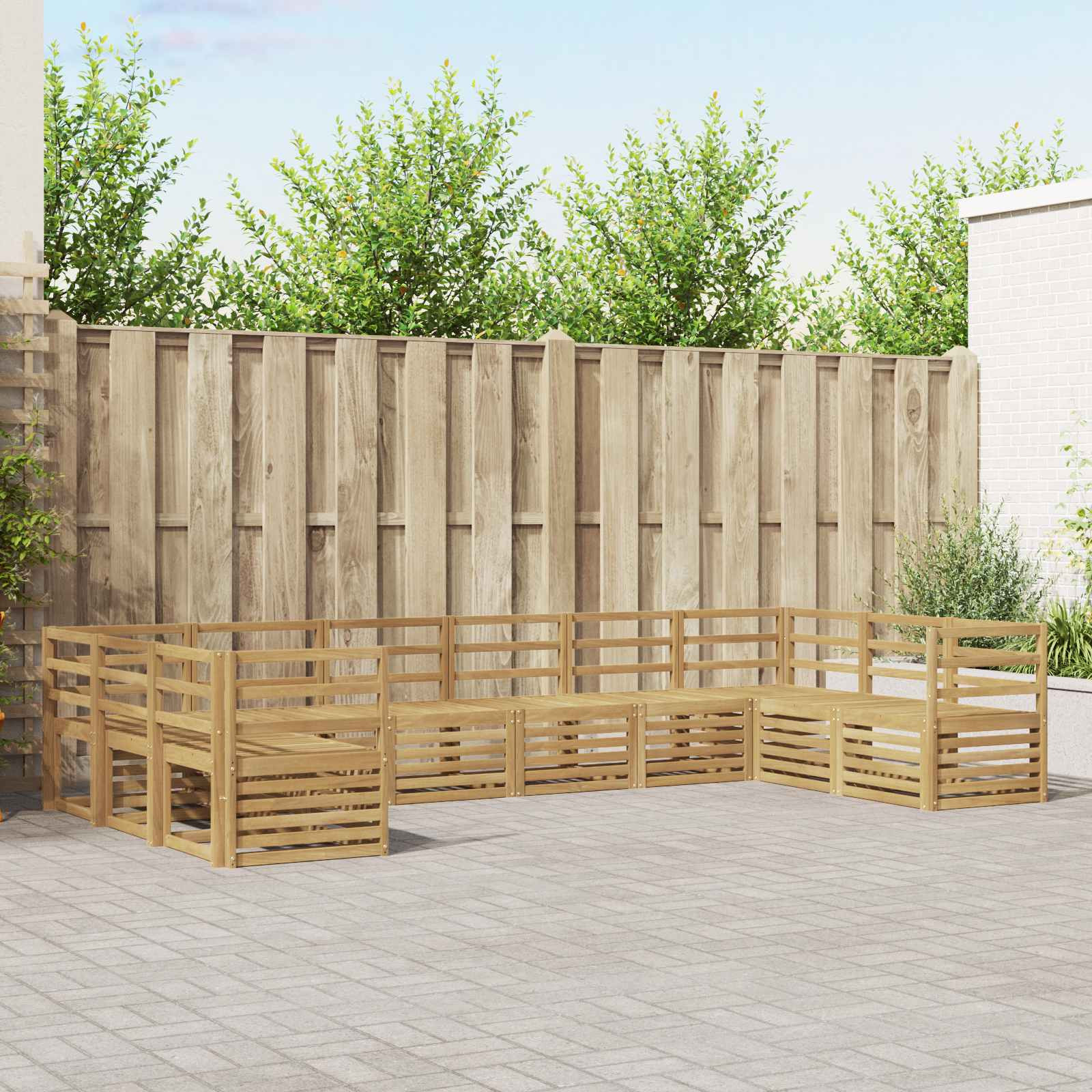 vidaXL Outdoor-Sofagarnitur 10 pcs Weiß 363 x 185,5 x 73 cm