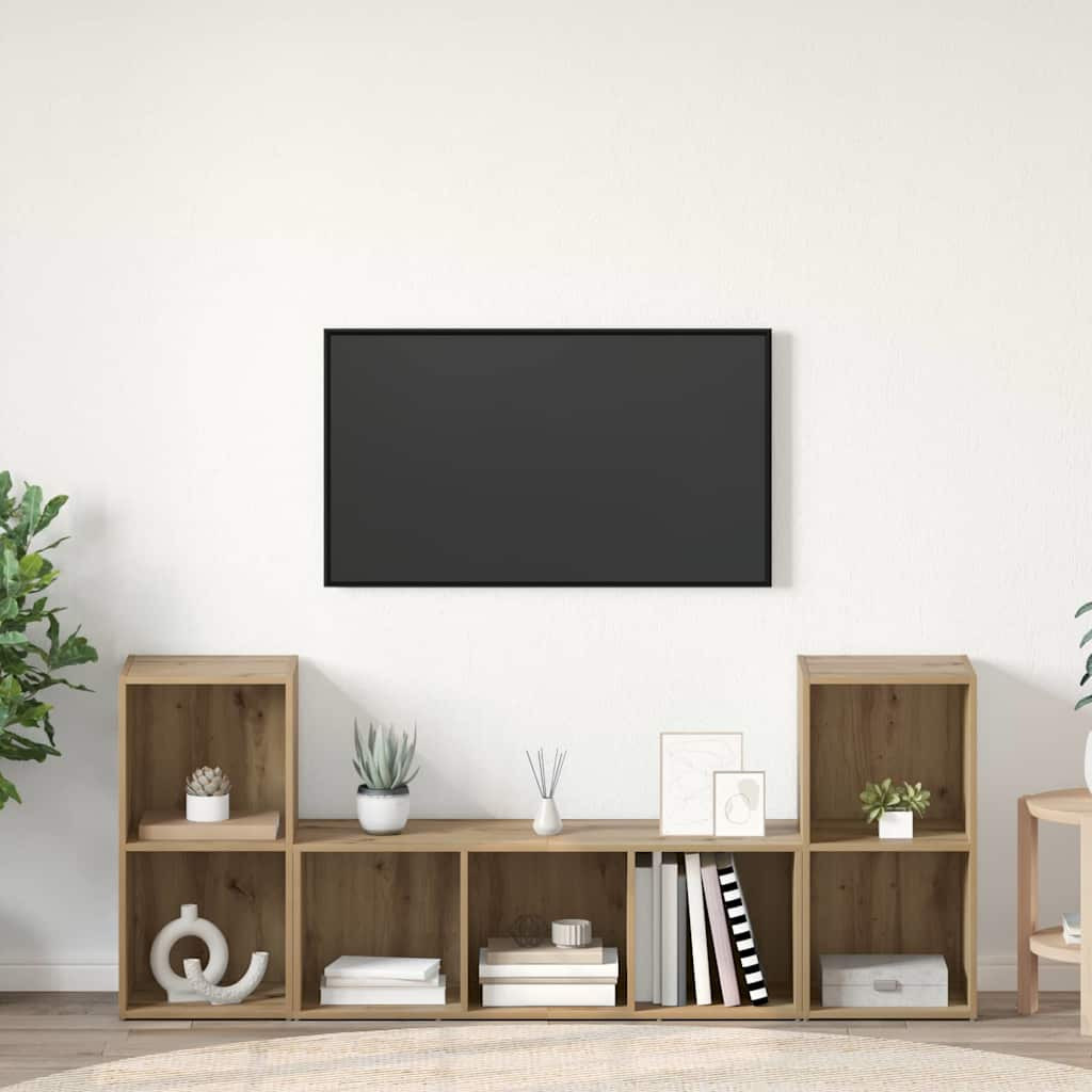 vidaXL TV-Schrankset 3 pcs Braun Holzwerkstoff