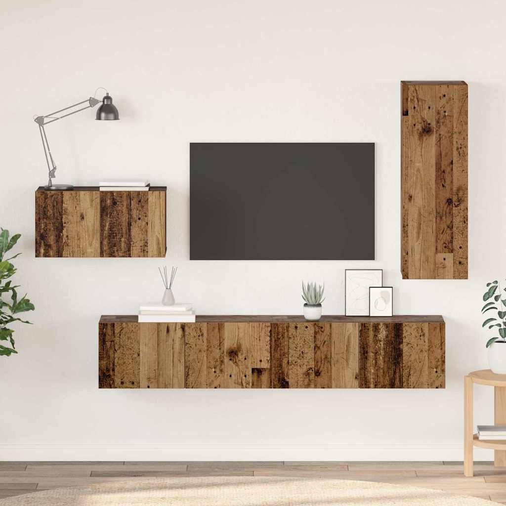 vidaXL TV-Schrankset mit Schubladen 4 pcs Altholz Holzwerkstoff