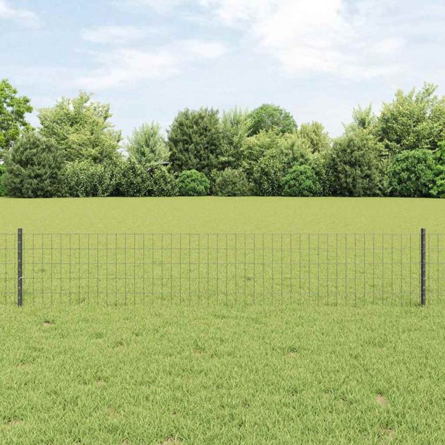vidaXL Euro-Zaun mit Pfosten 10 x 0,4 m PVC-beschichteter Stahl Grau