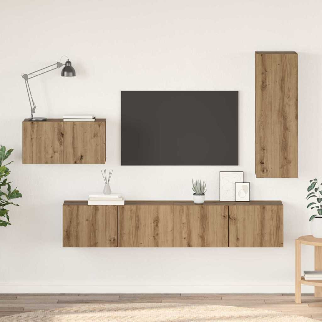 vidaXL TV-Schrankset 4 pcs Artisan-Eiche Holzwerkstoff