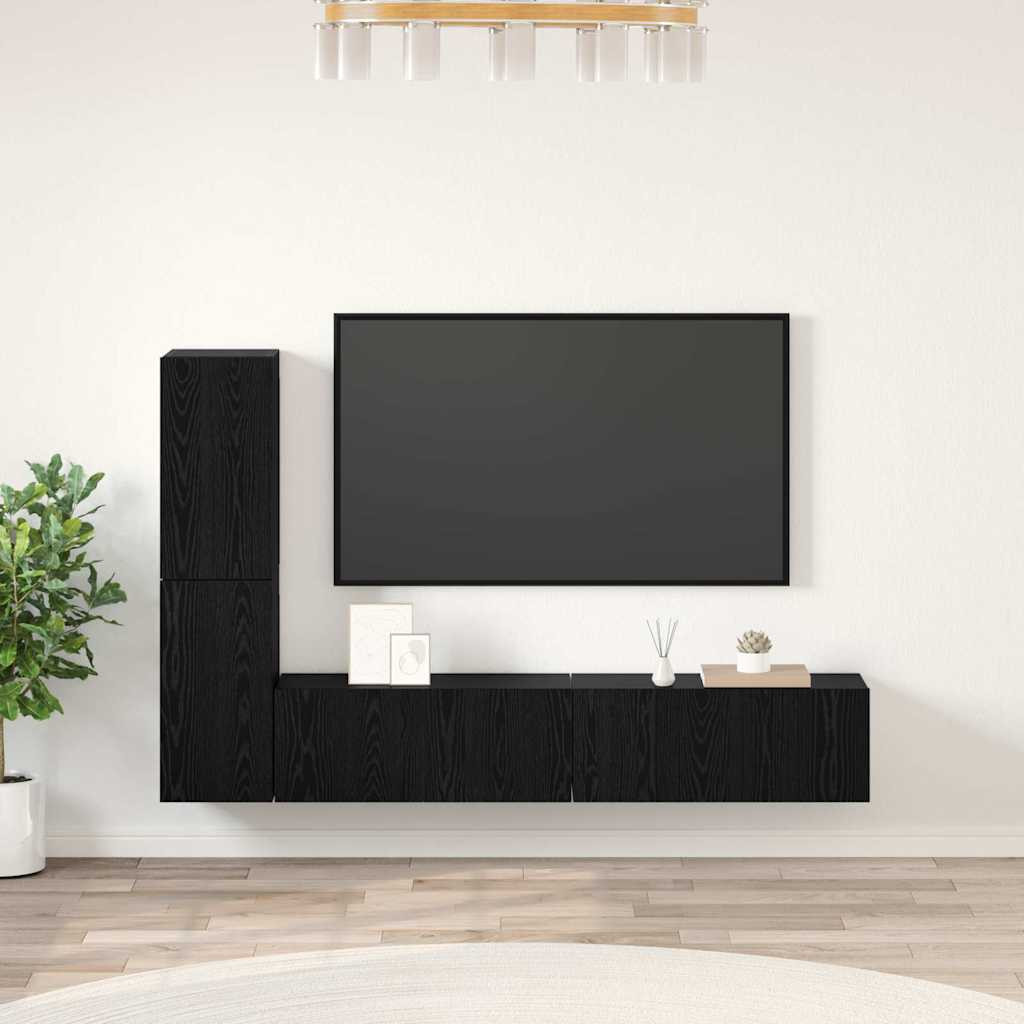 vidaXL Wand-TV-Schrank 2 pcs Schwarz Eichen-Optik Holzwerkstoff