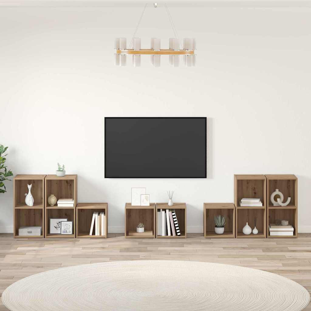 vidaXL TV-Schrank Set 8 pcs Artisan-Eiche Holzwerkstoff