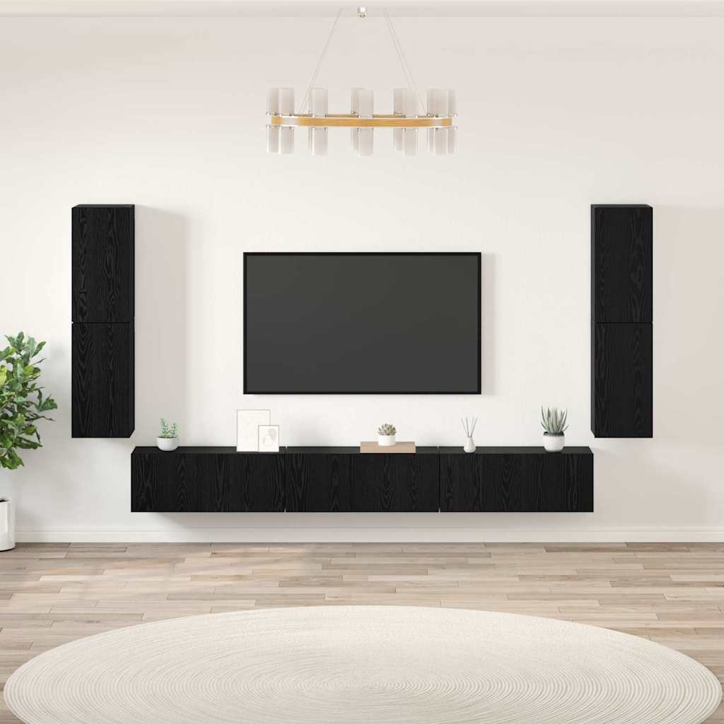 vidaXL TV-Einheiten 4 pcs Schwarz Eichen-Optik Holzwerkstoff