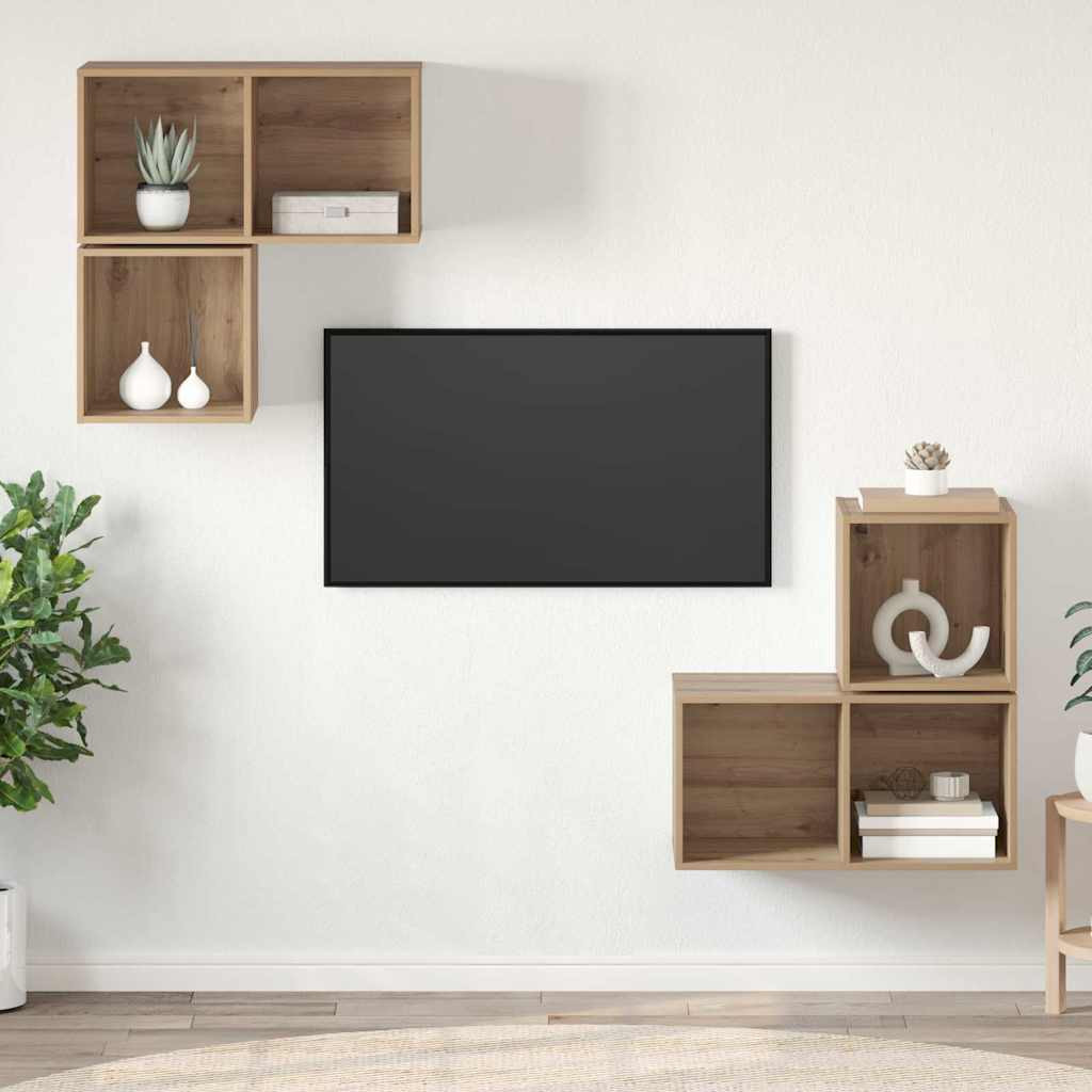 vidaXL TV-Schrankset 4 pcs Artisan-Eiche Holzwerkstoff