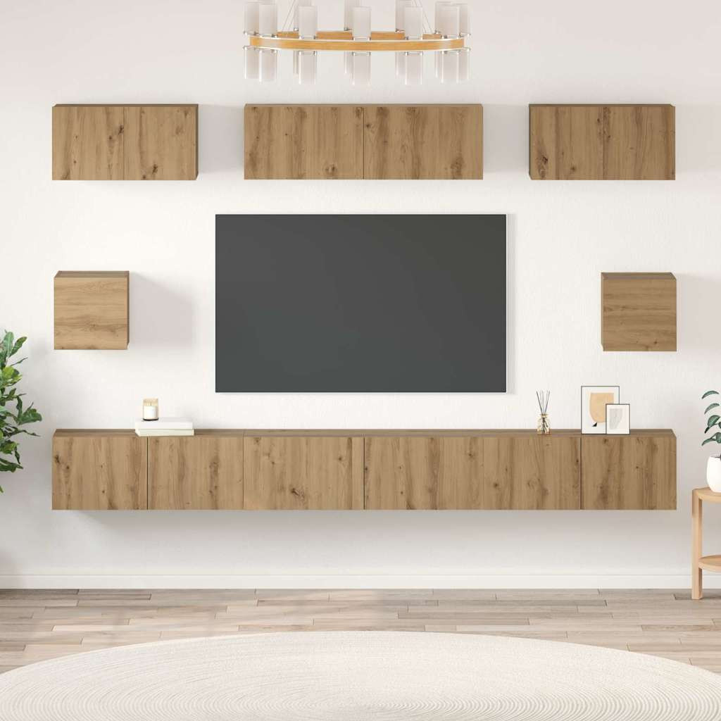 vidaXL TV-Schrankset 8 pcs Artisan-Eiche Holzwerkstoff