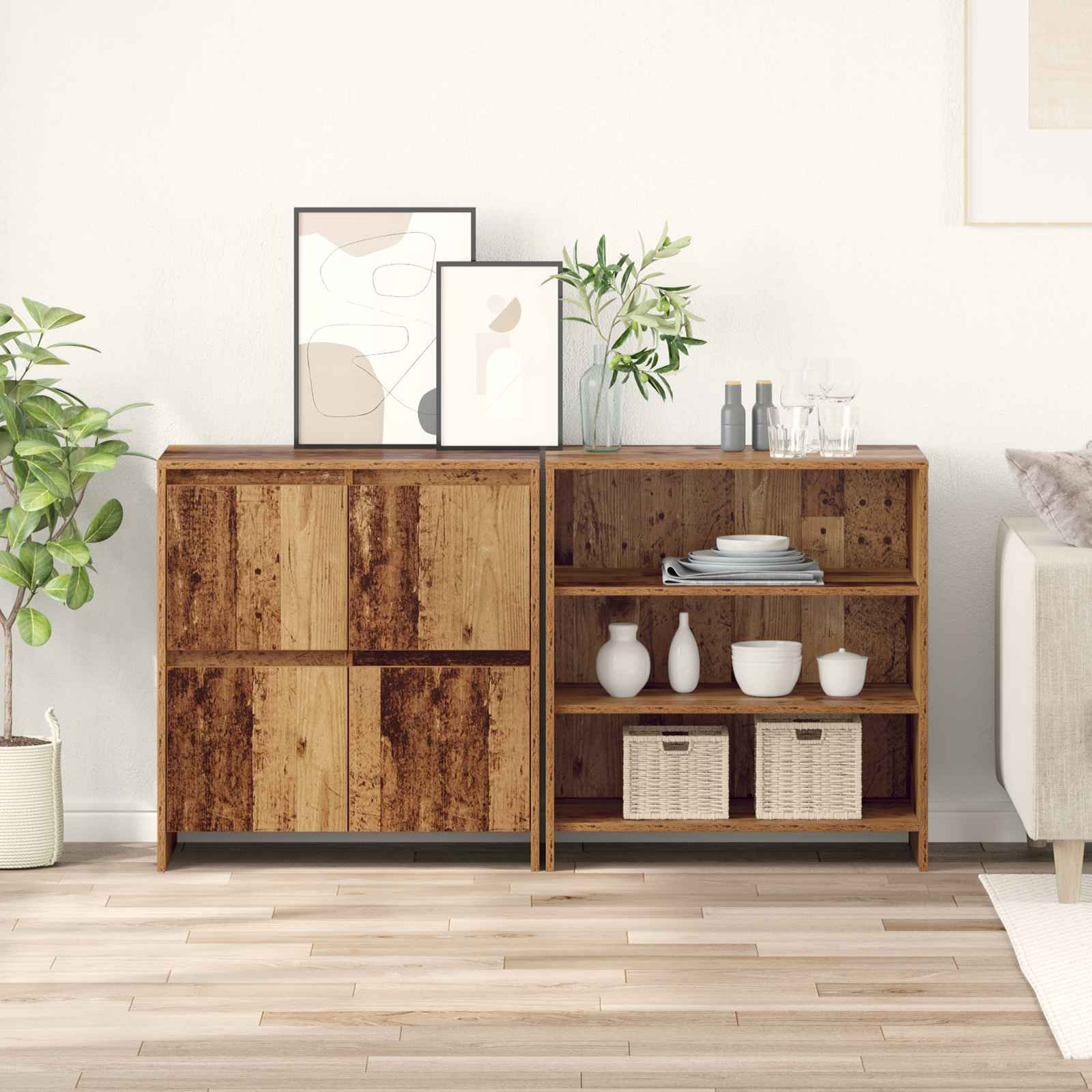 vidaXL Sideboard 2 pcs Altholz 70 x 41 x 75 cm Holzwerkstoff
