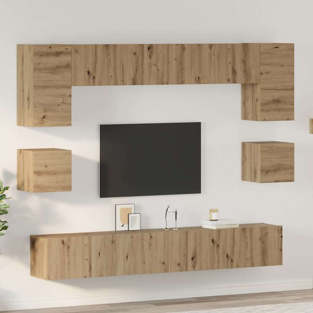 vidaXL TV-Schrankset 8 pcs Artisan-Eiche Holzwerkstoff