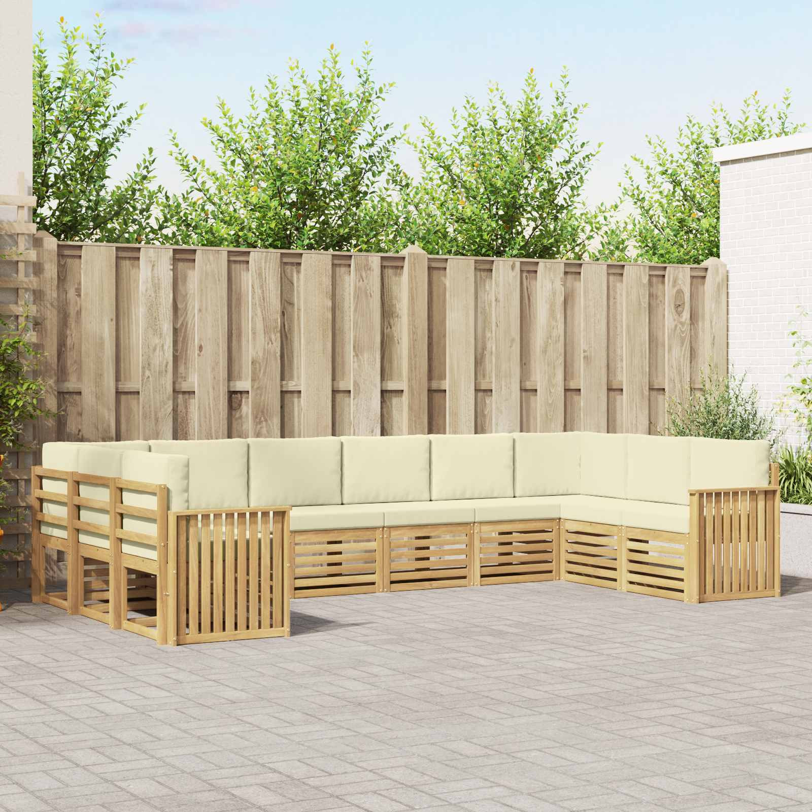 vidaXL Outdoor-Sofagarnitur 10 pcs Weiß und Creme 363 x 187,5 x 73 cm