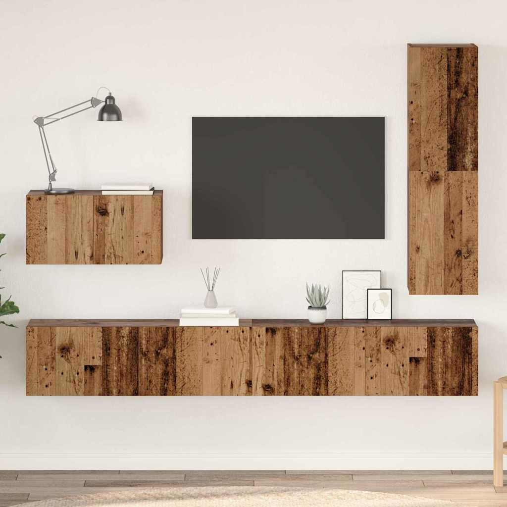 vidaXL TV-Schrankset mit Schubladen 4 pcs Altholz Holzwerkstoff