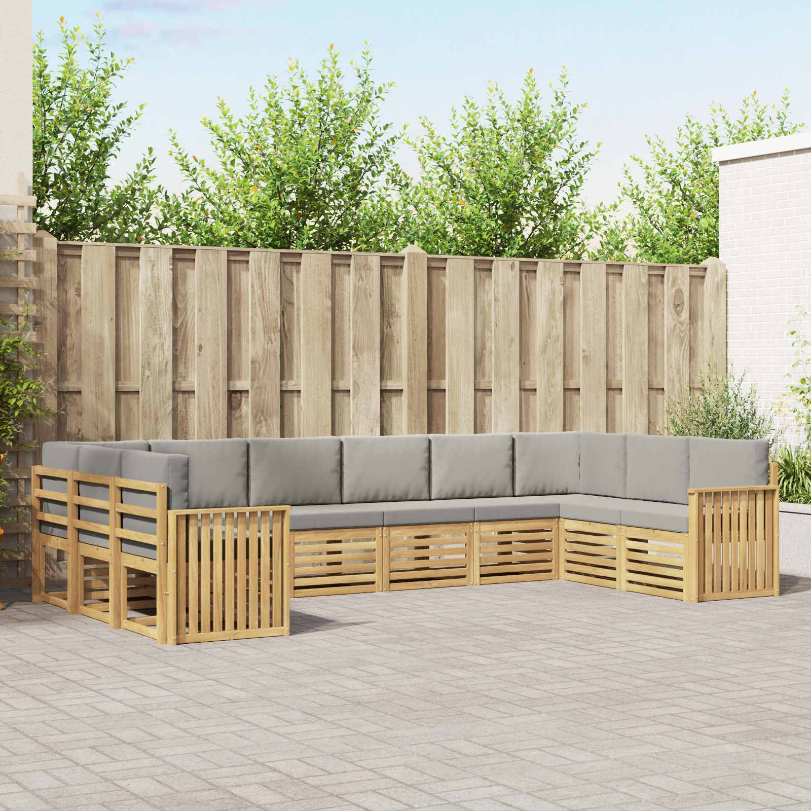 vidaXL Outdoor-Sofagarnitur 10 pcs Weiß und Hellgrau