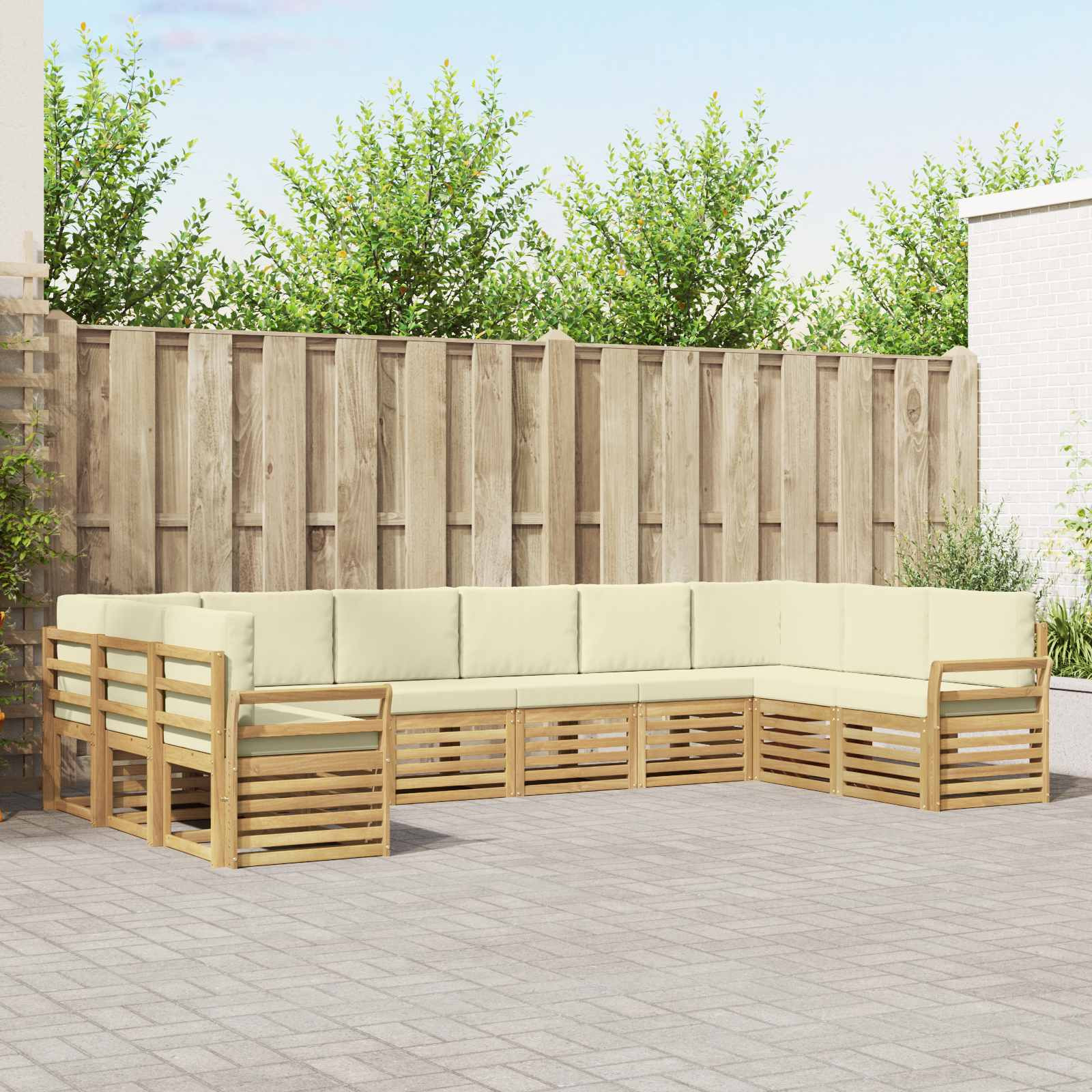 vidaXL Outdoor-Sofagarnitur 10 pcs Weiß und Creme 363 x 190 x 73 cm
