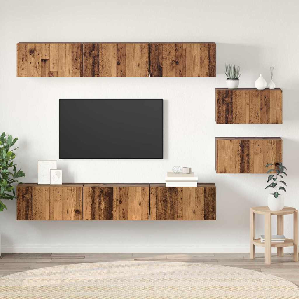 vidaXL TV-Schrankset Wandmontiert Altholz Holzwerkstoff