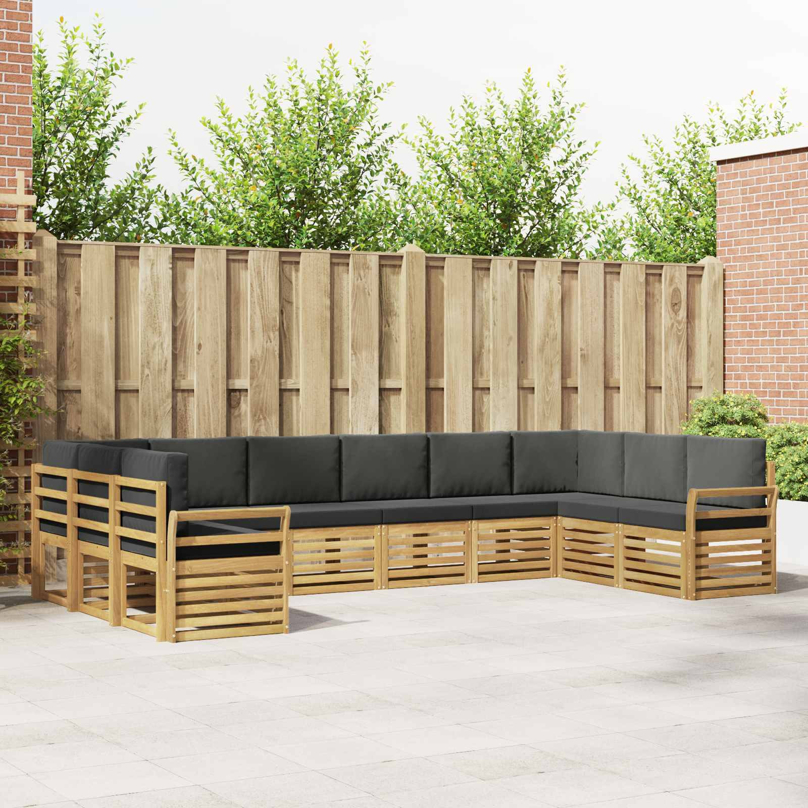 vidaXL Outdoor-Sofagarnitur 10 pcs Weiß und Anthrazit