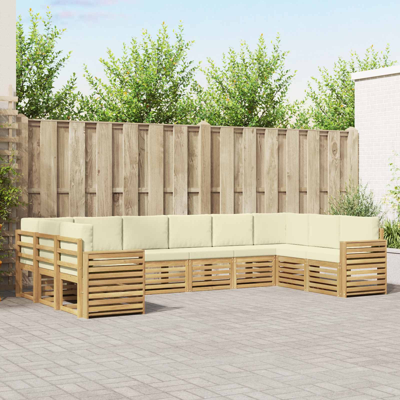 vidaXL Outdoor-Sofagarnitur 10 pcs Weiß und Creme 363 x 191,5 x 73 cm