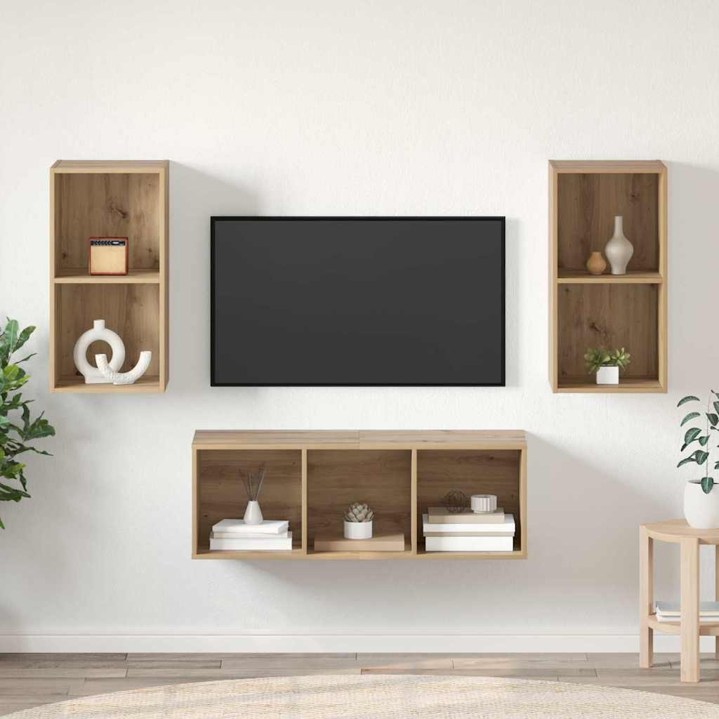 vidaXL TV-Schrankset Artisan-Eiche Holzwerkstoff