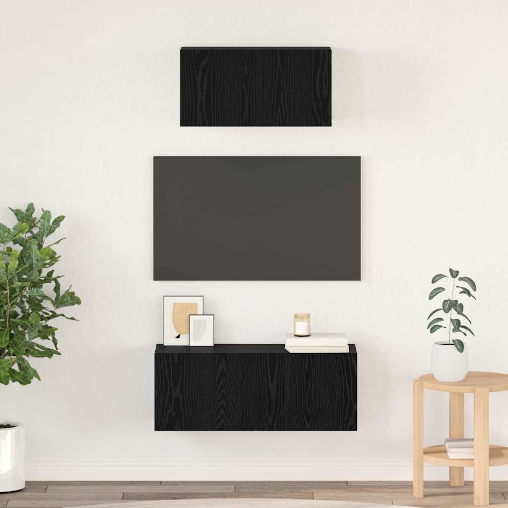 vidaXL TV-Schrankset 2 pcs Schwarz Eichen-Optik Holzwerkstoff