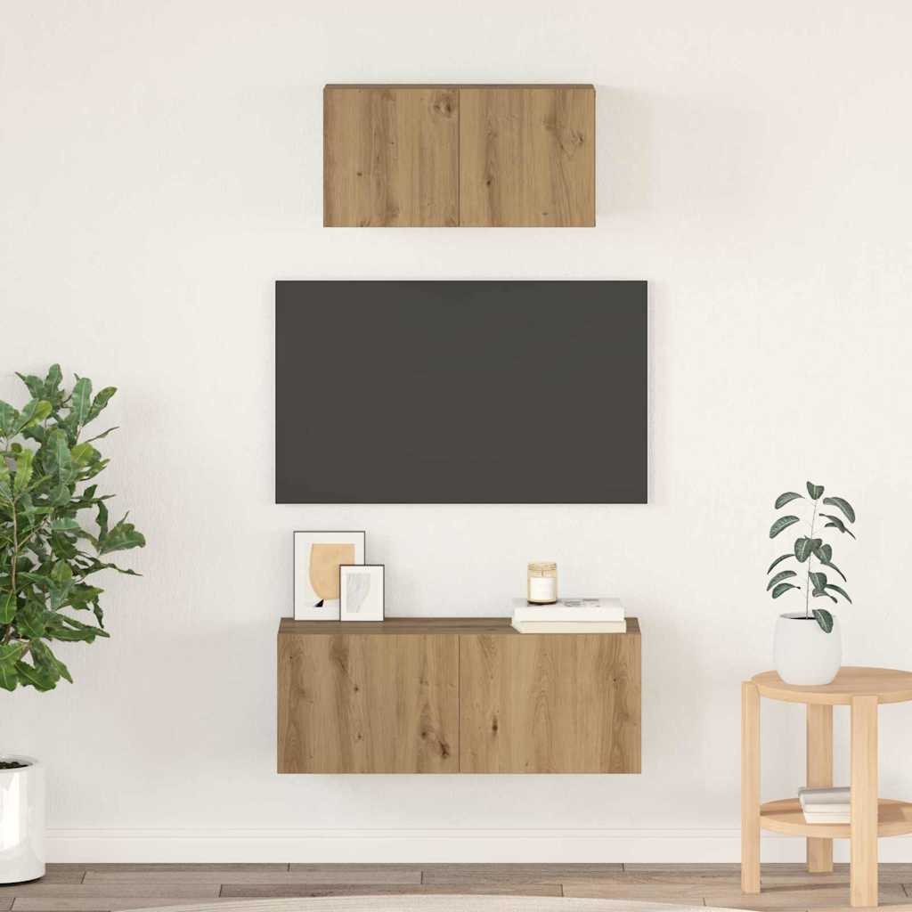 vidaXL TV-Schrankset 2 pcs Artisan-Eiche Holzwerkstoff