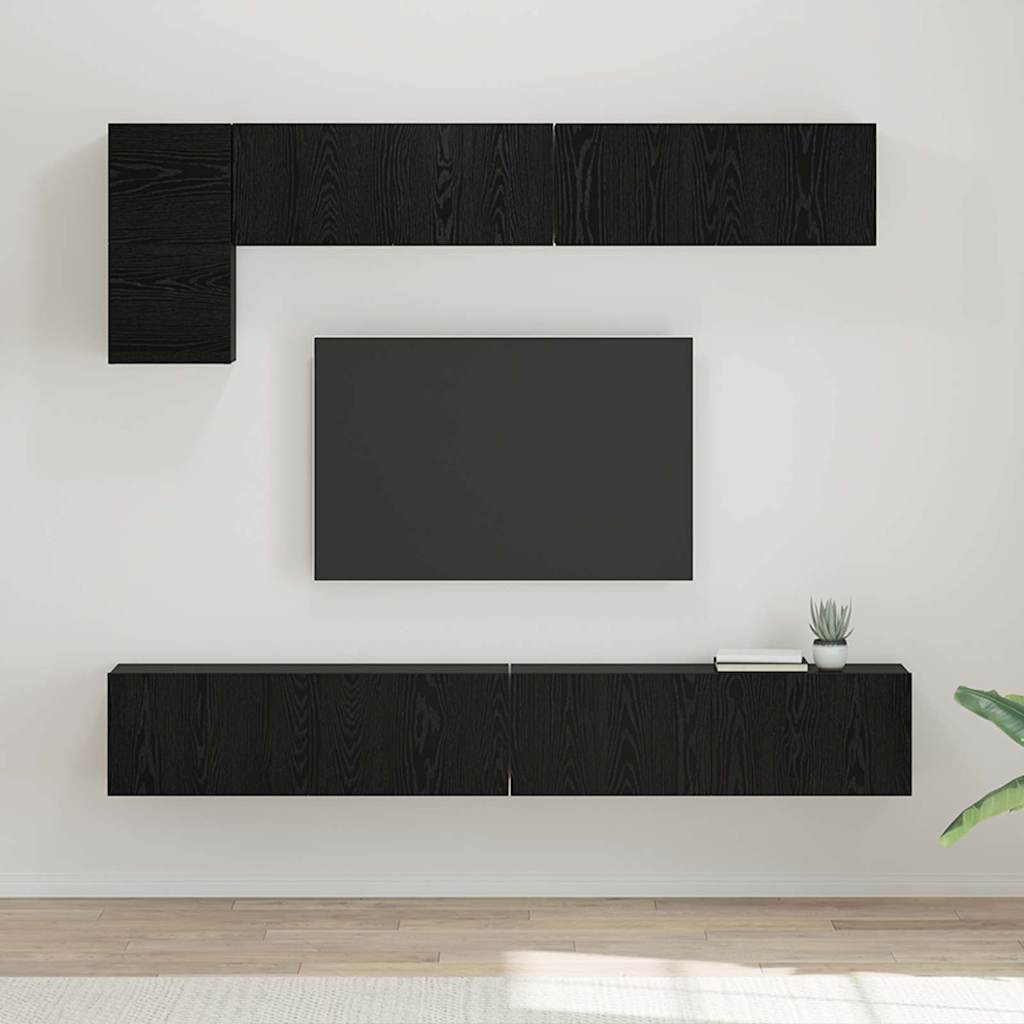 vidaXL TV-Schrankset 5 pcs Schwarz Eichen-Optik Holzwerkstoff