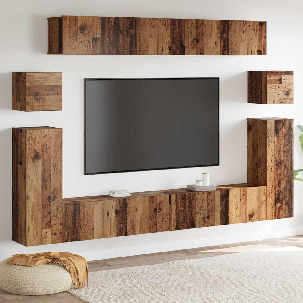 vidaXL TV-Einheiten Wandmontiert 4 pcs Altholz Holzwerkstoff