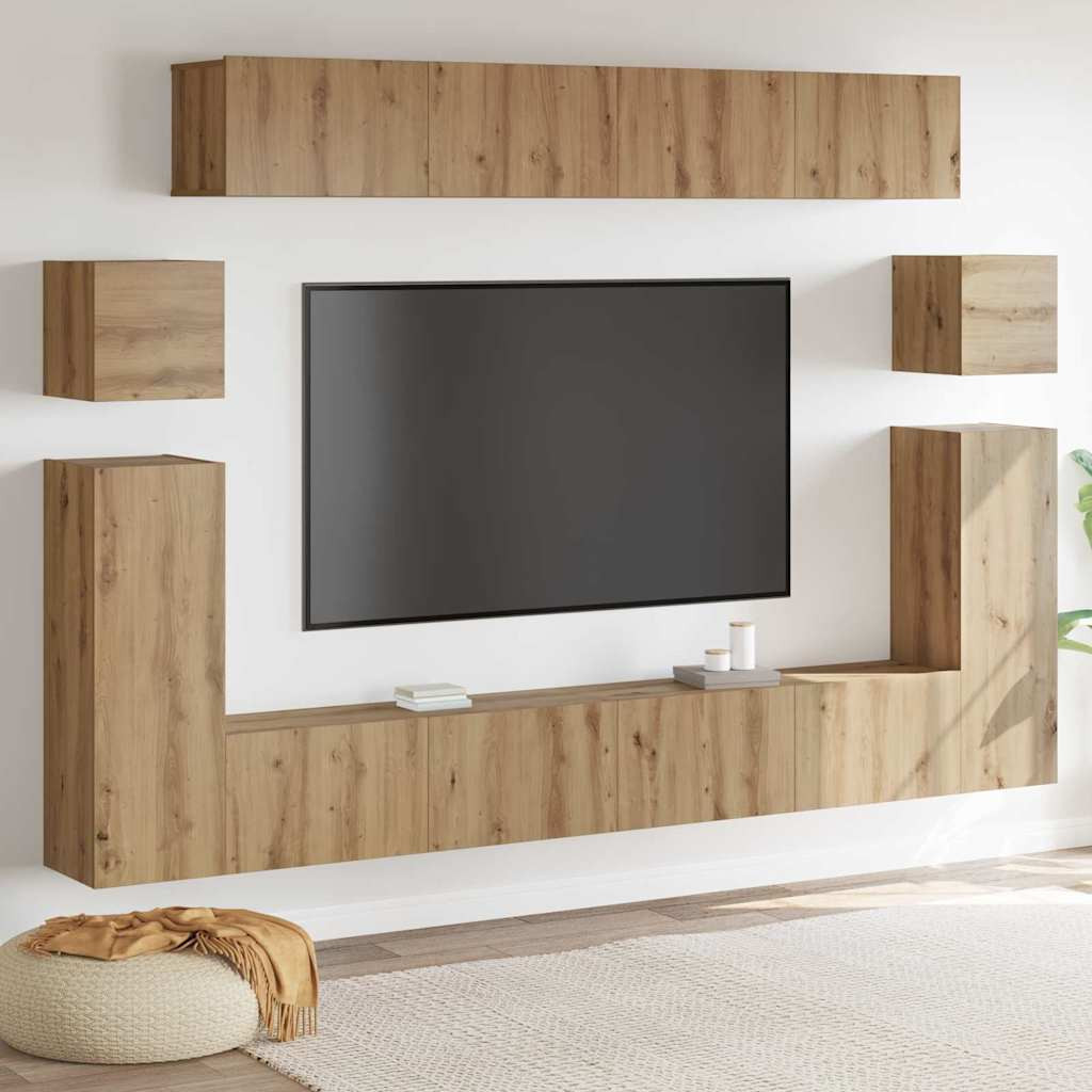 vidaXL TV-Einheiten Wandmontiert 4 pcs Artisan-Eiche Holzwerkstoff