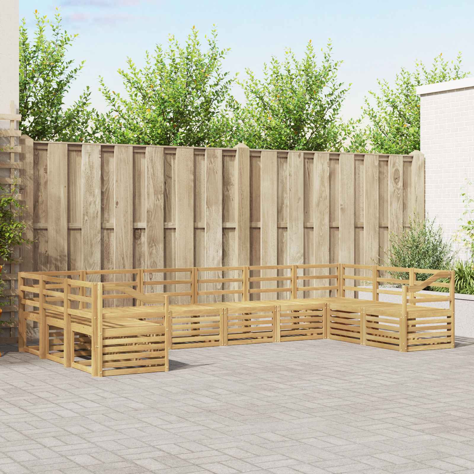 vidaXL Outdoor-Sofagarnitur 10 pcs Weiß 363 x 185,5 x 73 cm