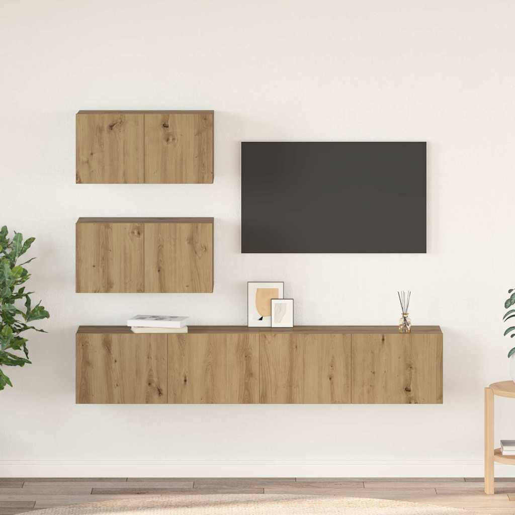 vidaXL TV-Schrankset 4 pcs Artisan-Eiche Holzwerkstoff