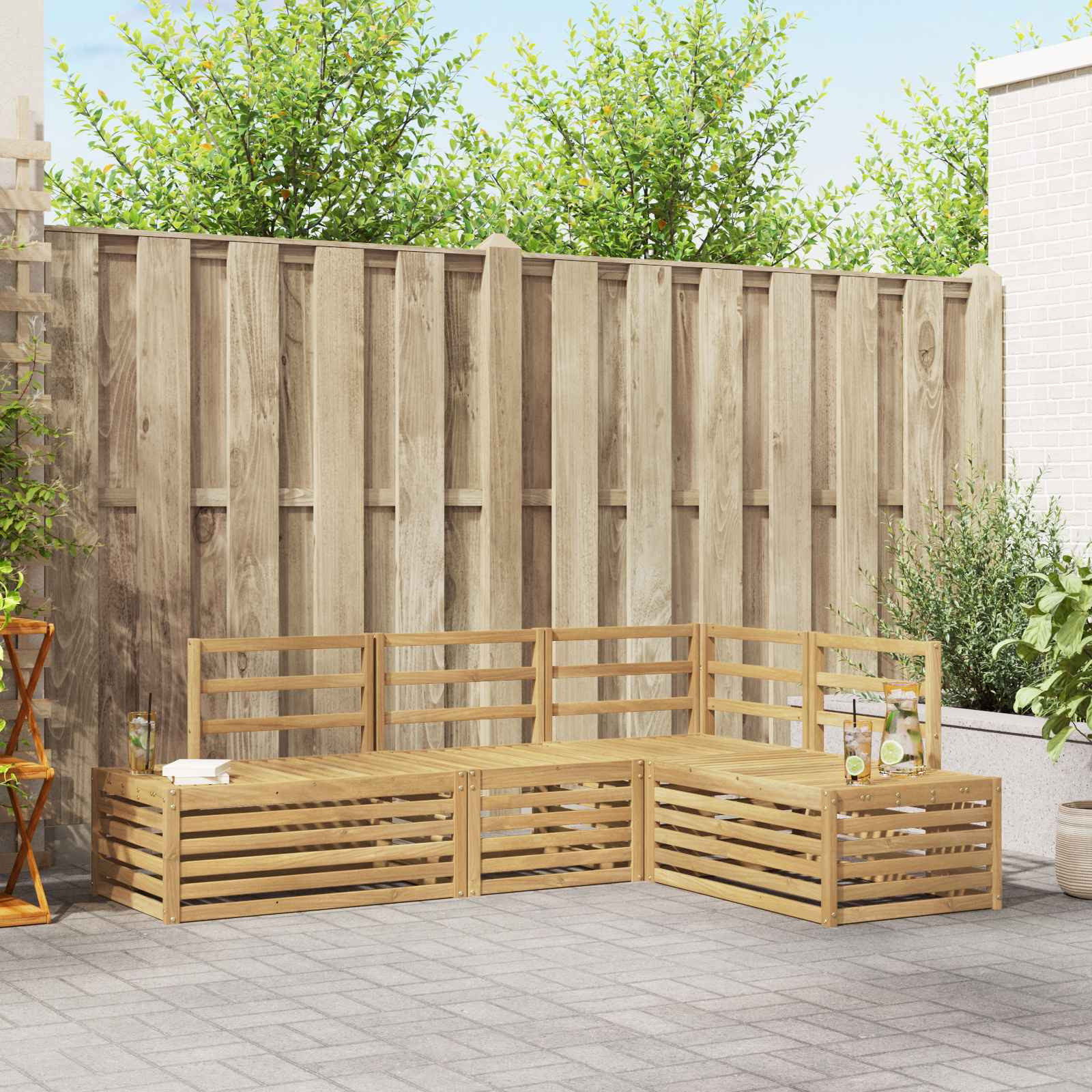 vidaXL Outdoor-Sofagarnitur 4 Stück Weiß Massivholz Akazie