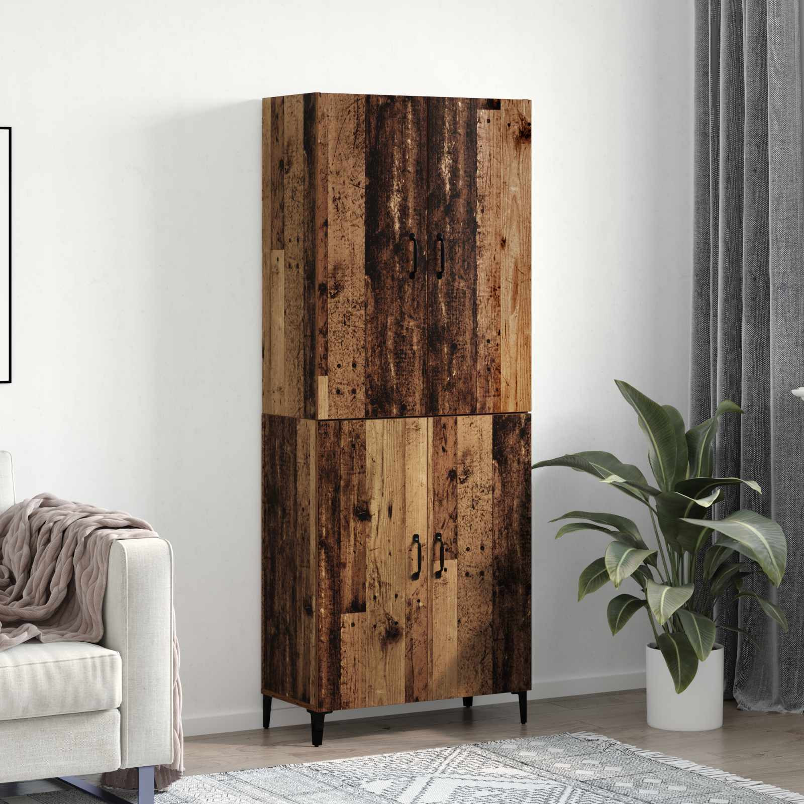 vidaXL Highboard 2 pcs Altholz Holzwerkstoff
