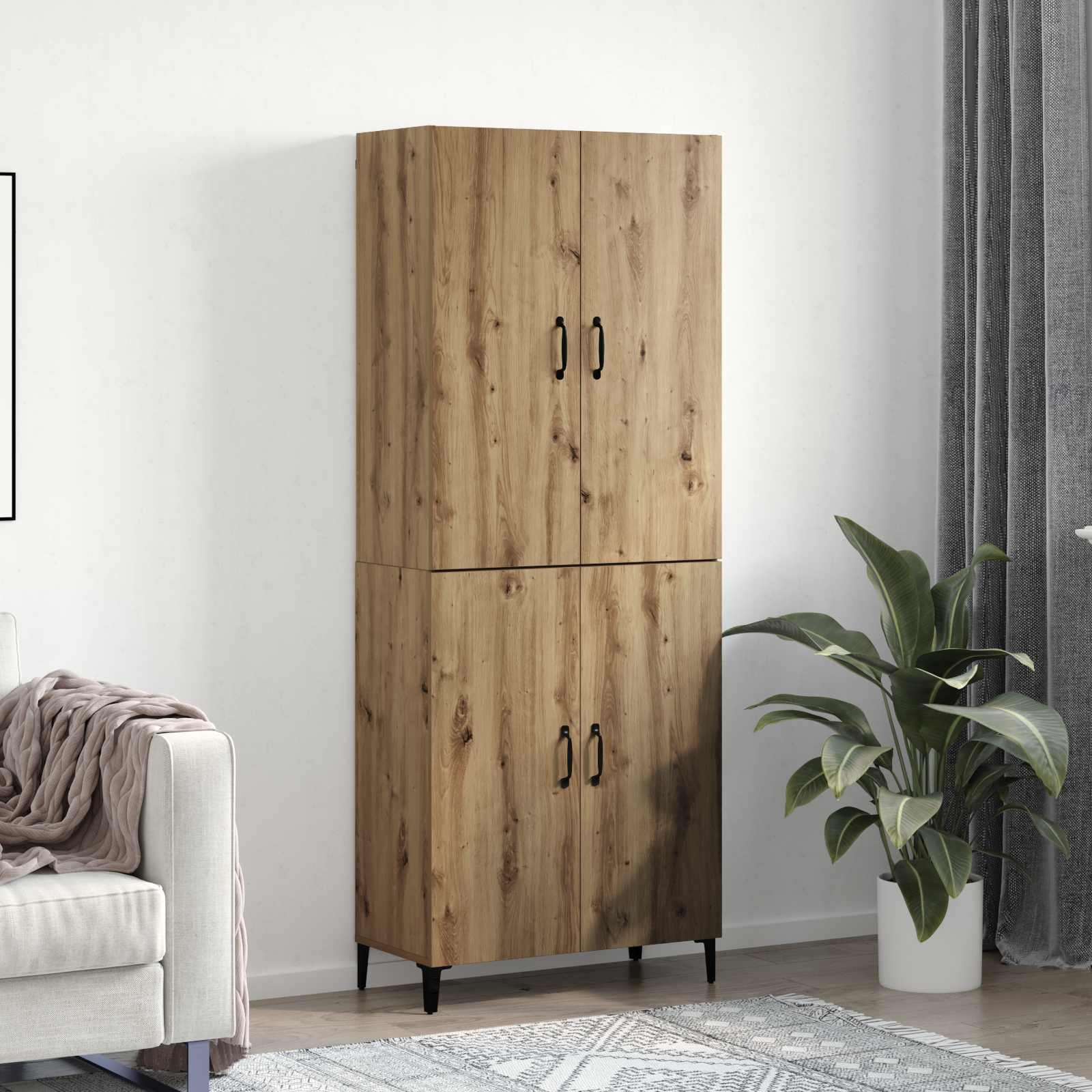 vidaXL Highboard 2 pcs Artisan-Eiche 69,5 x 34 x 180 cm Holzwerkstoff
