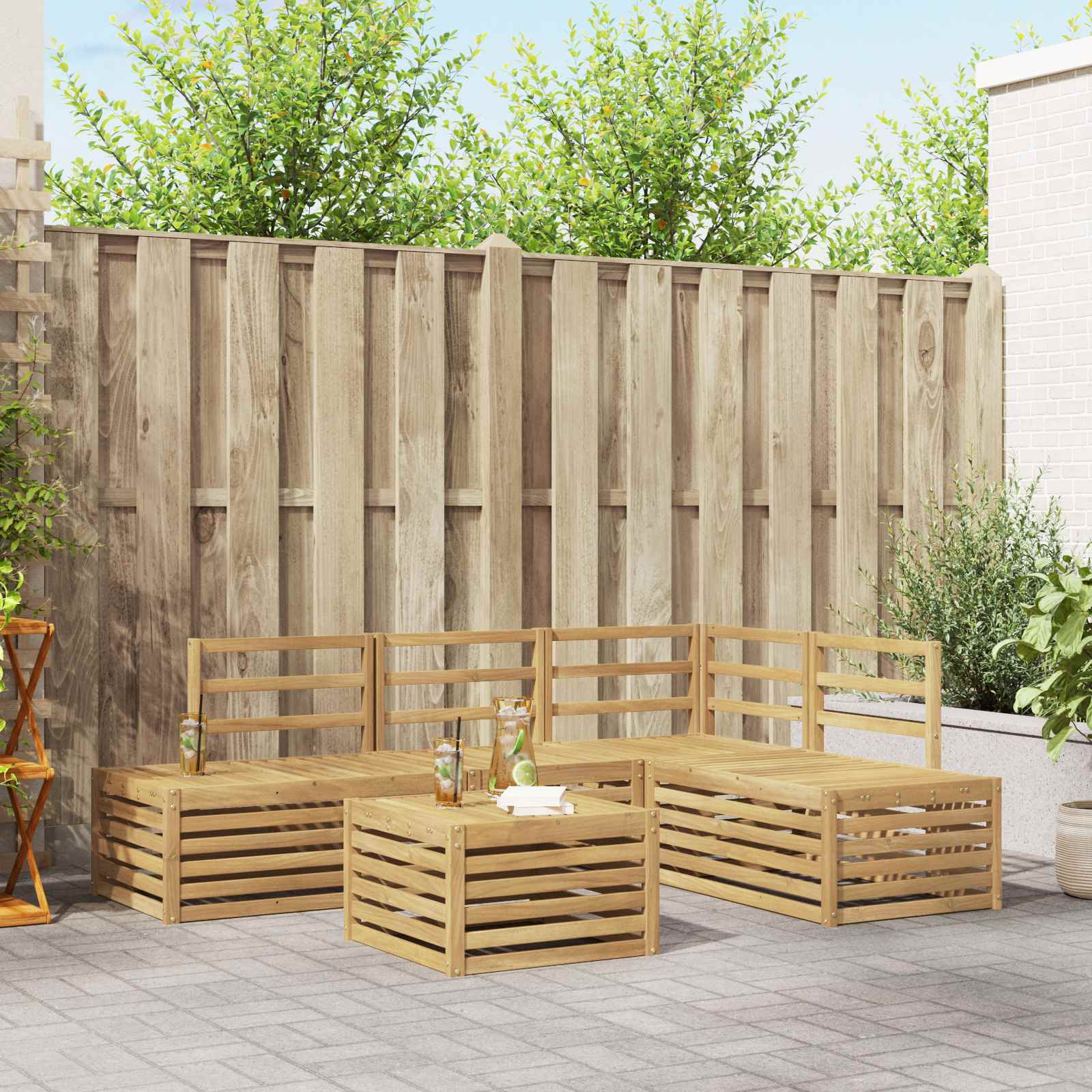 vidaXL Outdoor-Sofagarnitur 5 Stück Weiß