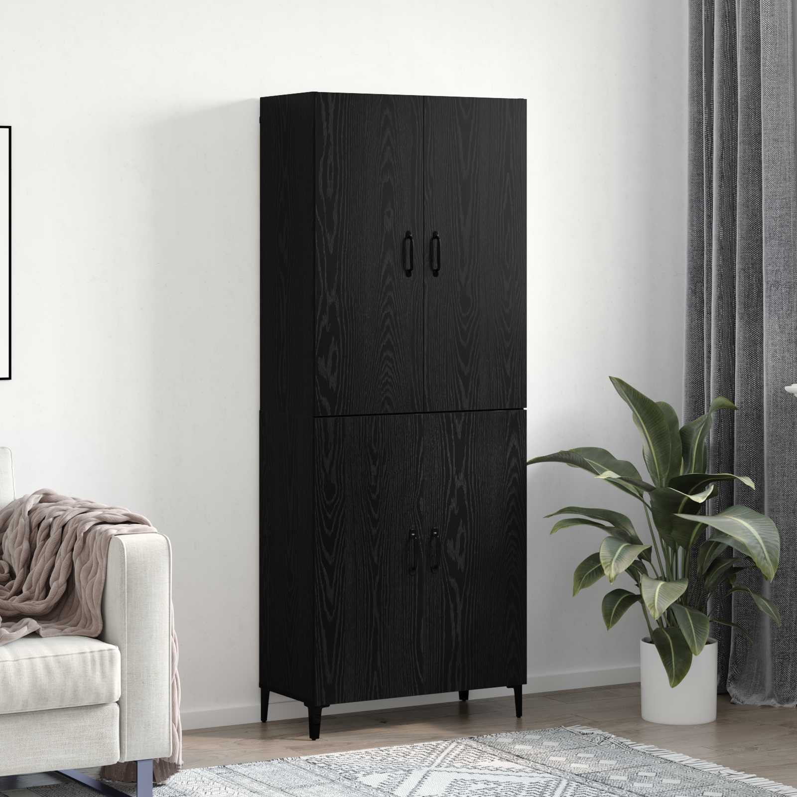 vidaXL Highboard 2 pcs Schwarz Eichen-Optik Holzwerkstoff