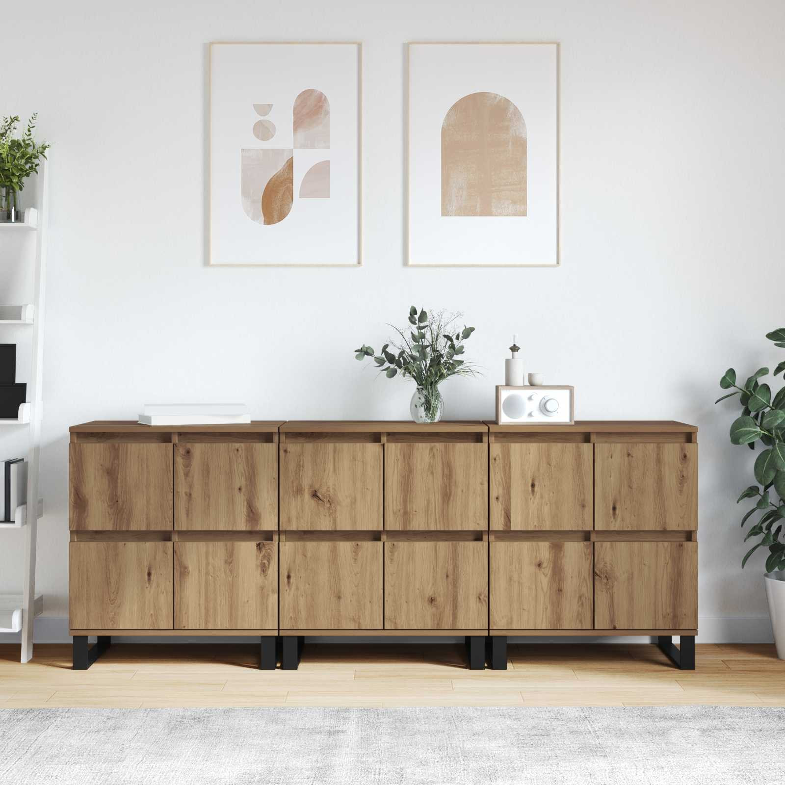 vidaXL Sideboard 3 pcs Artisan-Eiche 60 x 35 x 70 cm