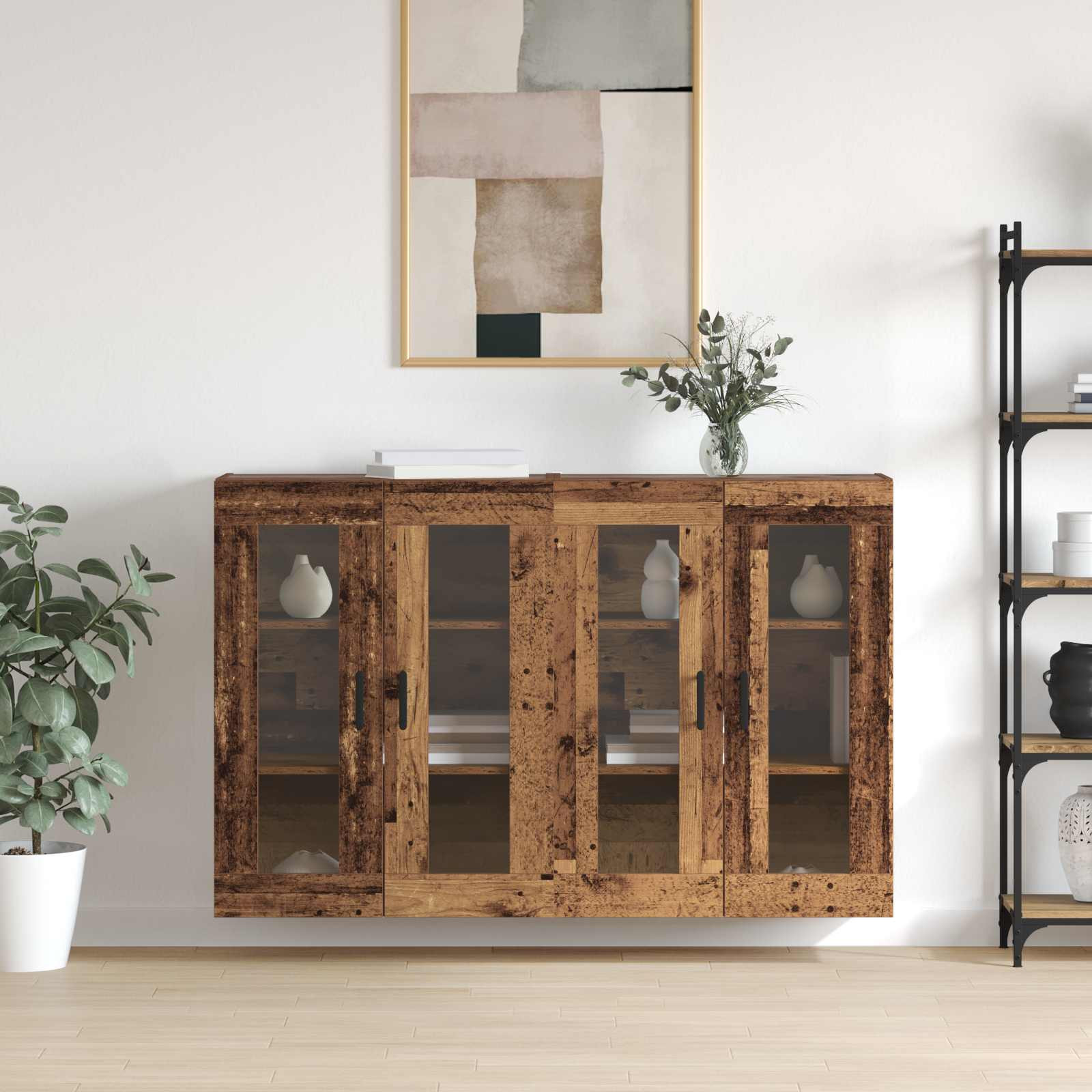vidaXL Wandmontierte Schränke 2 pcs Altholz 69,5 x 34 x 90 cm