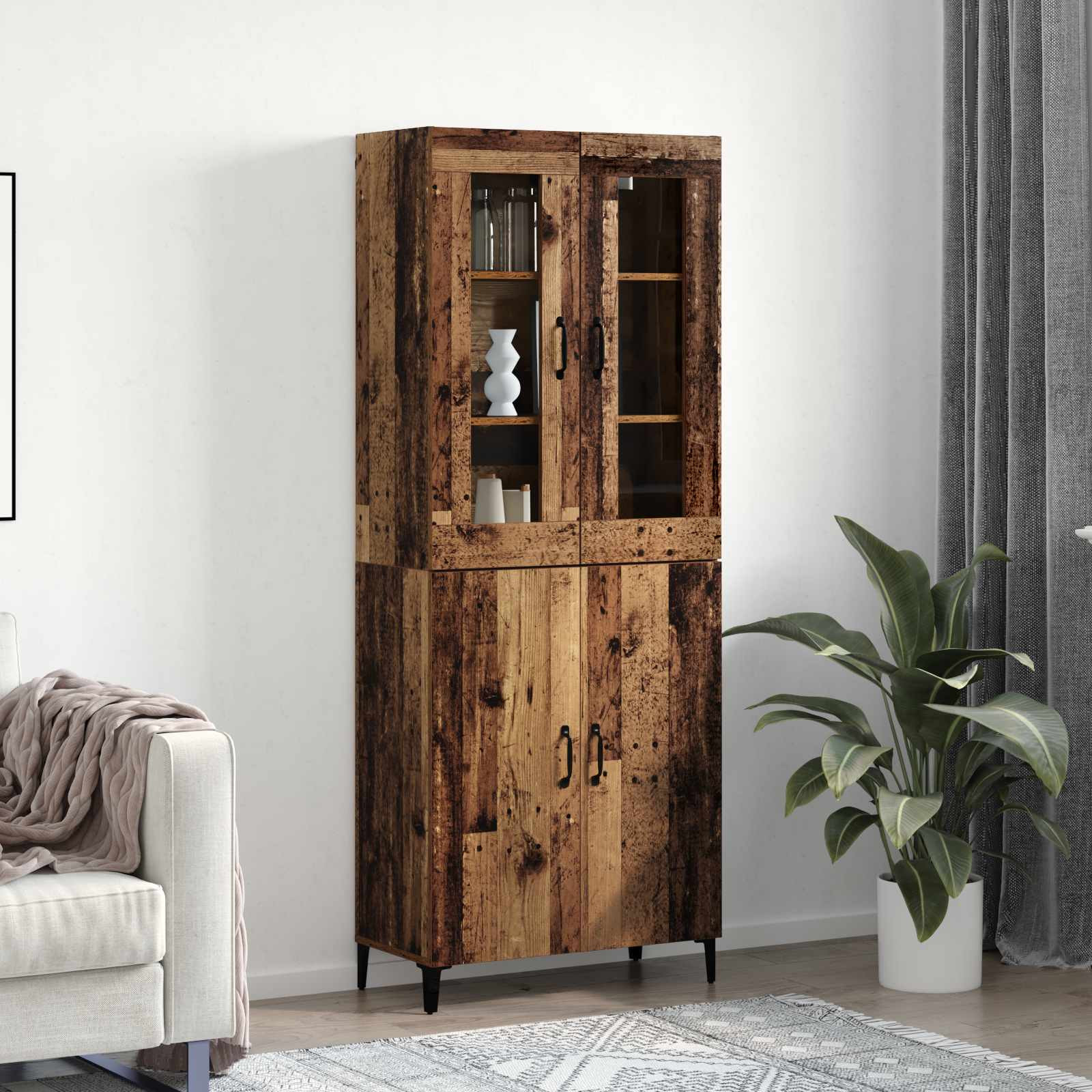vidaXL Highboard 2 pcs Altholz Holzwerkstoff
