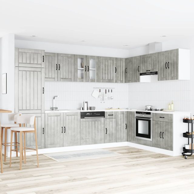 vidaXL Waschbecken-Unterschrank Lucca 2 pcs Beton Grau Holzwerkstoff