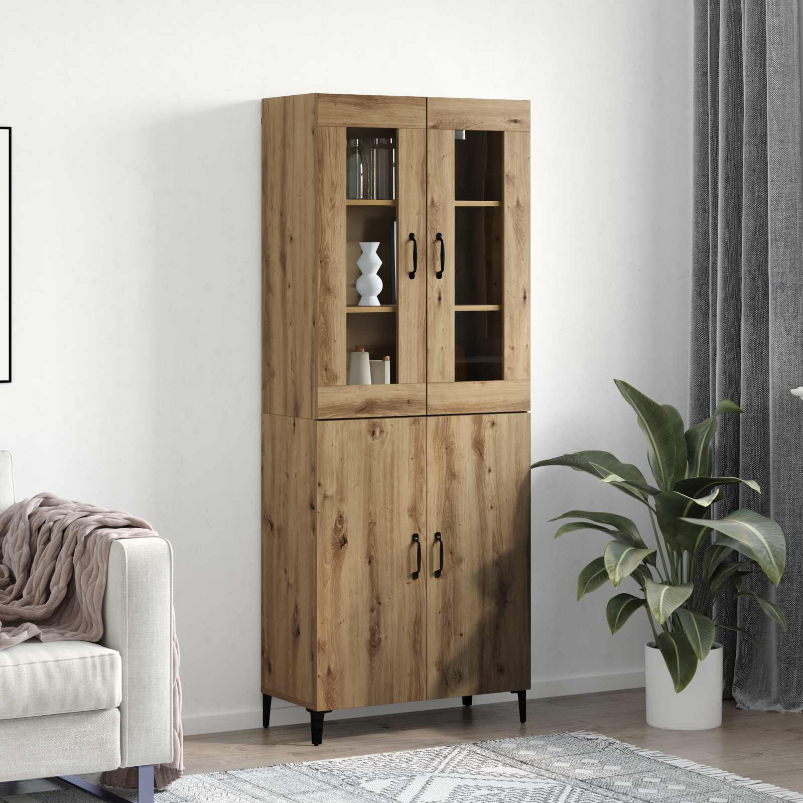 vidaXL Highboard 2 pcs Artisan-Eiche 69,5 x 34 x 180 cm Holzwerkstoff