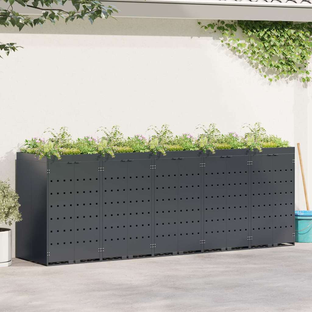 vidaXL Wagenmüllbehälter für 5 Behälter Anthrazit