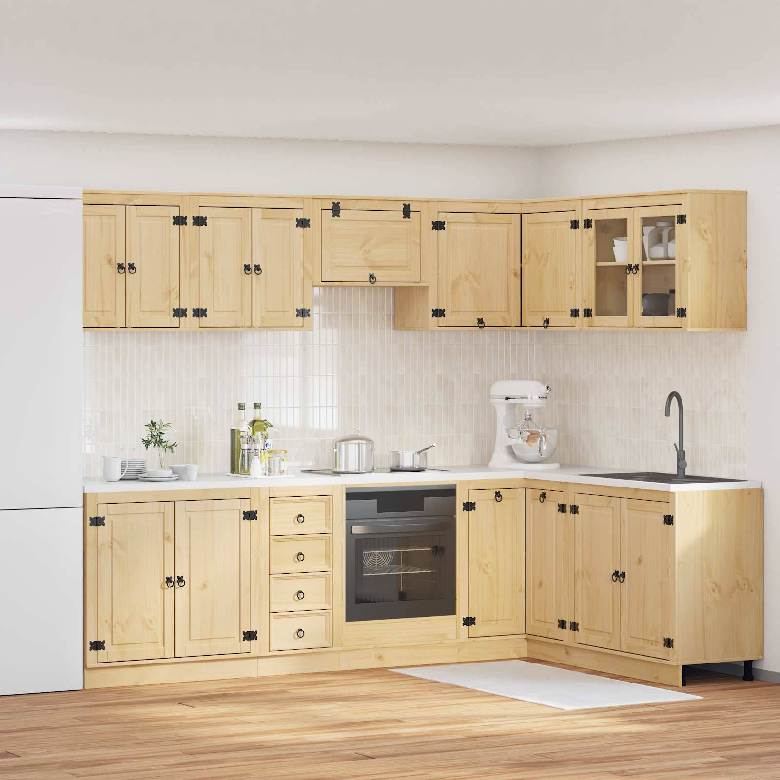 vidaXL Schrank mit Regal SKI 10 pcs Honigbraun Massives Kiefernholz