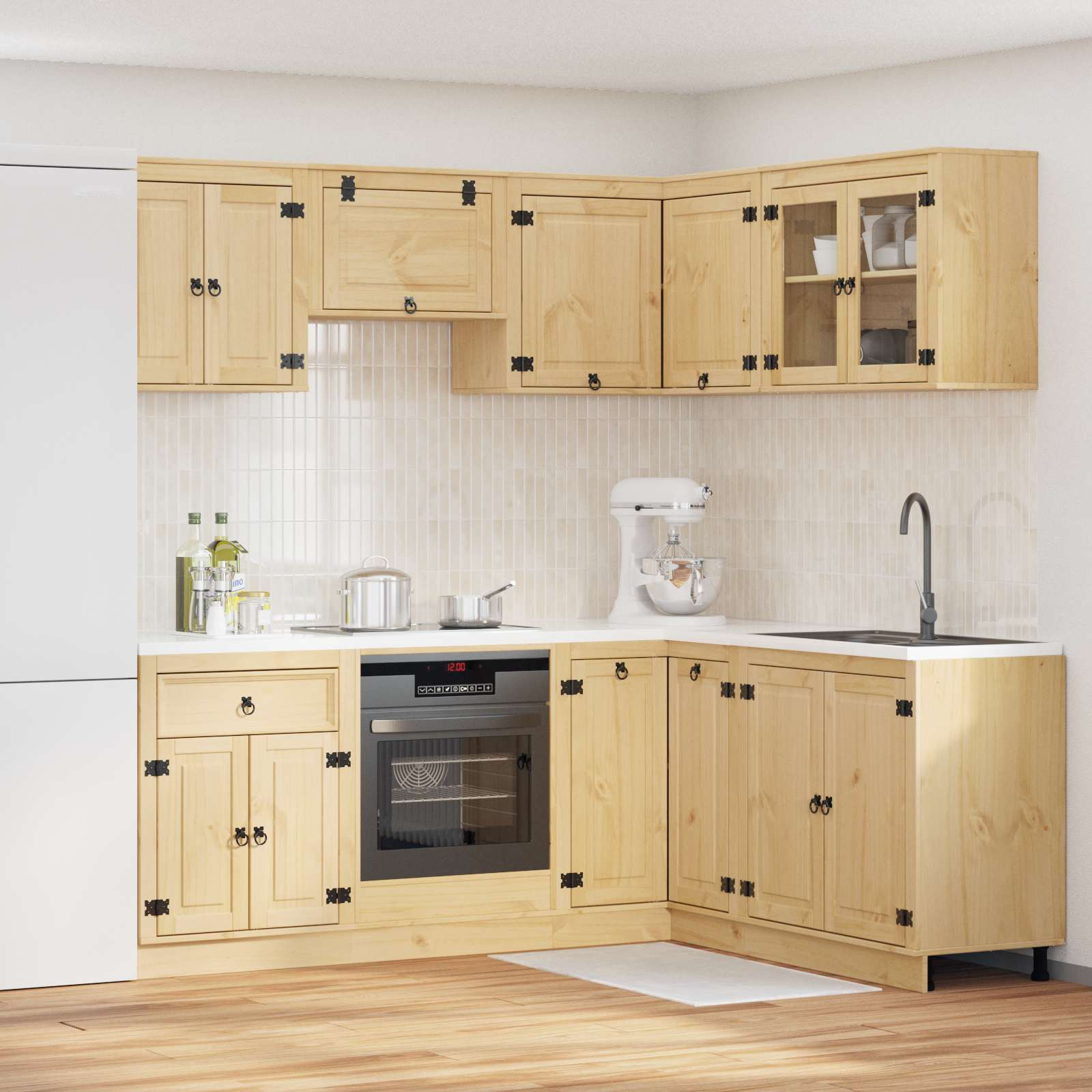 vidaXL Schrank mit Regal SKI 8 pcs Honigbraun Massives Kiefernholz