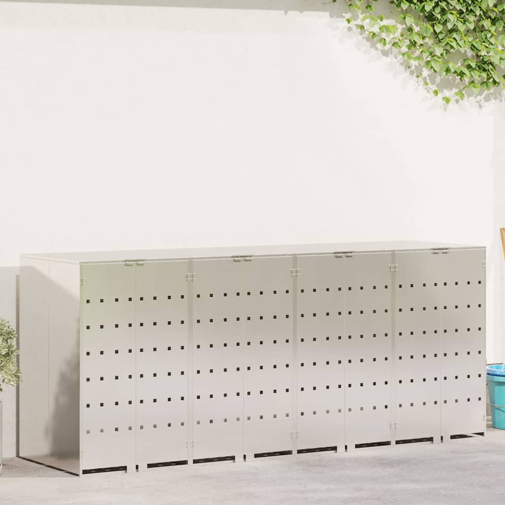 vidaXL Wagenmüllbehälter für 4 Behälter Edelstahl Silber