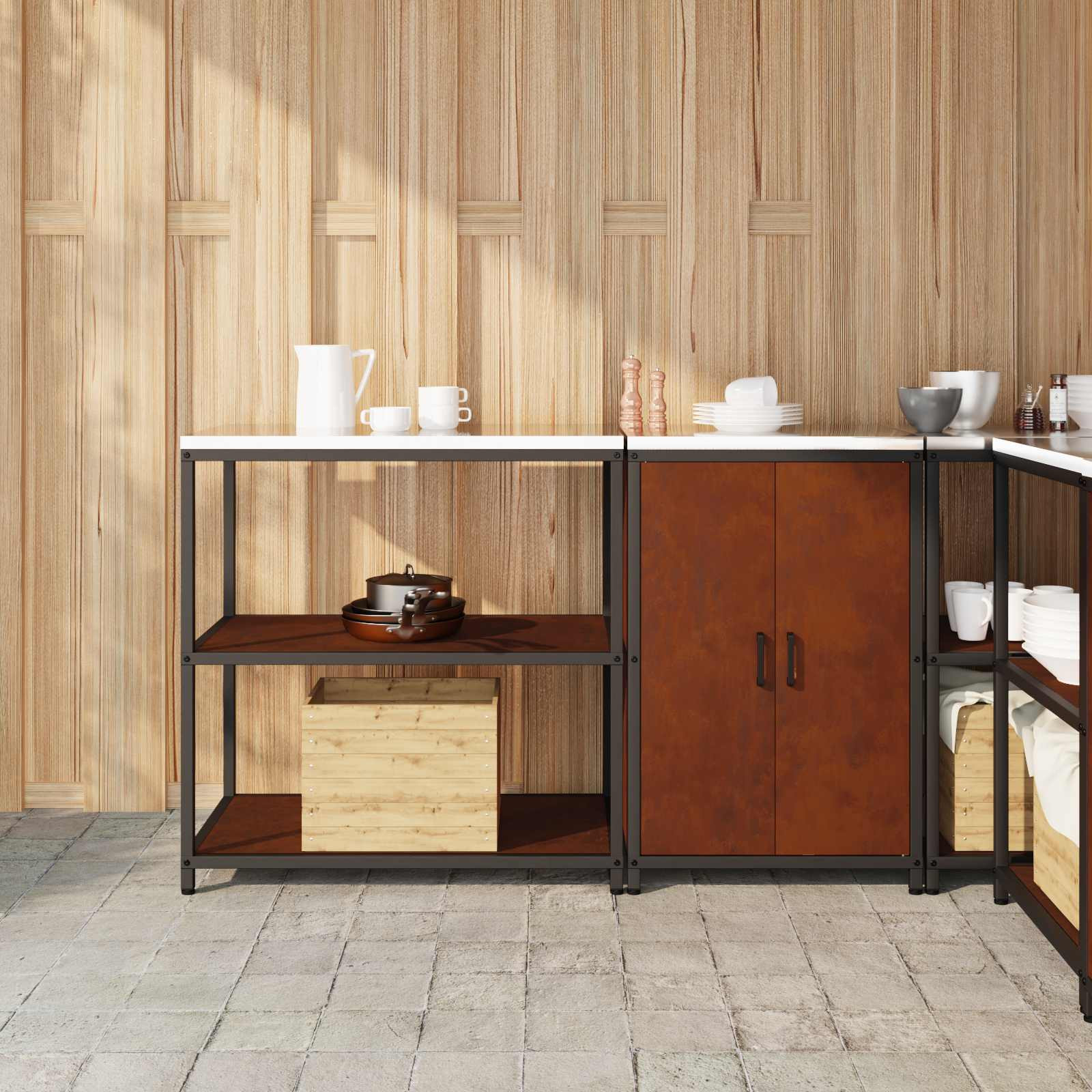vidaXL Aufbewahrungsset für die Küche HATTEM 2 pcs Rostig Stahl