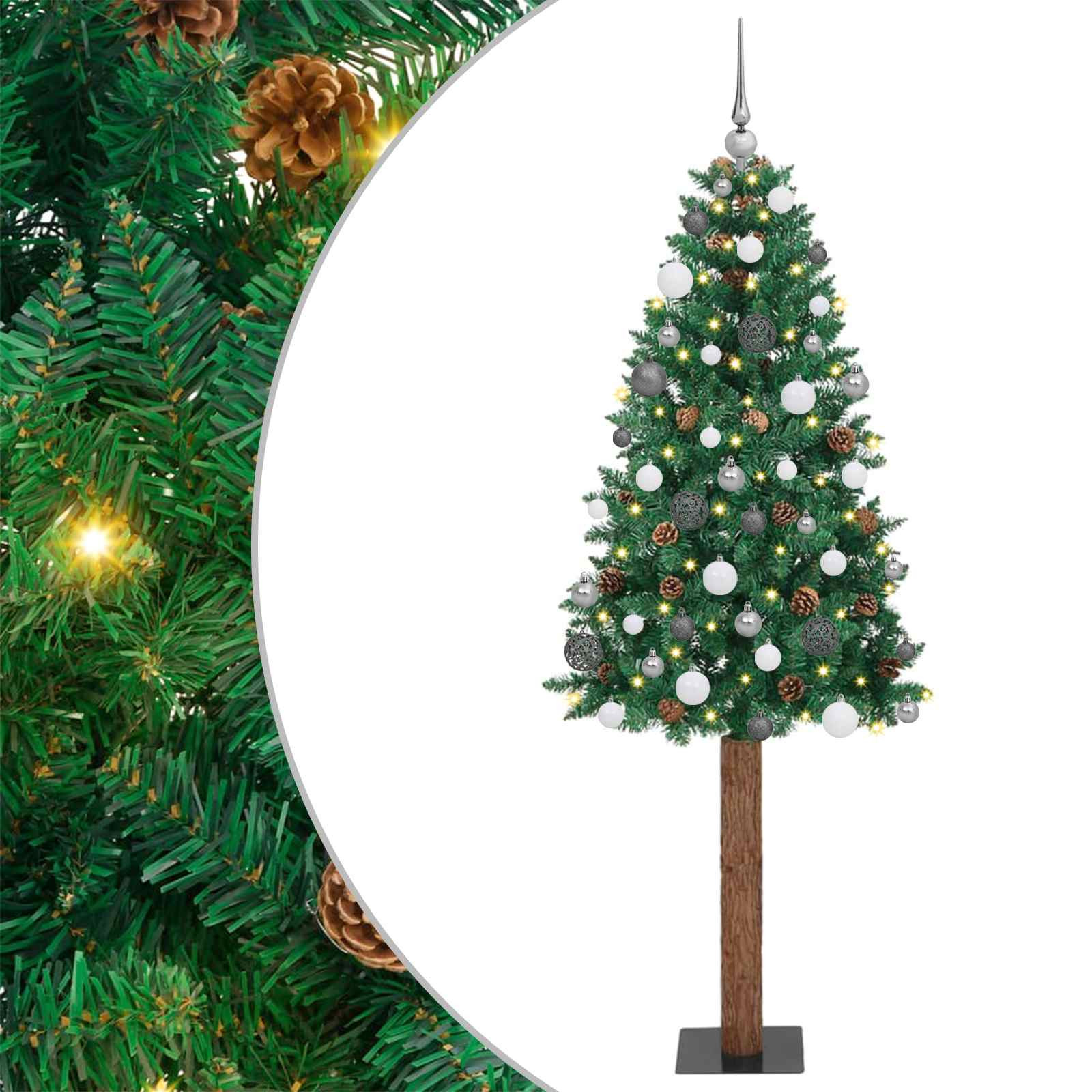 vidaXL Schlanker Weihnachtsbaum mit 300 LEDs mit Ständer Grün 180 cm