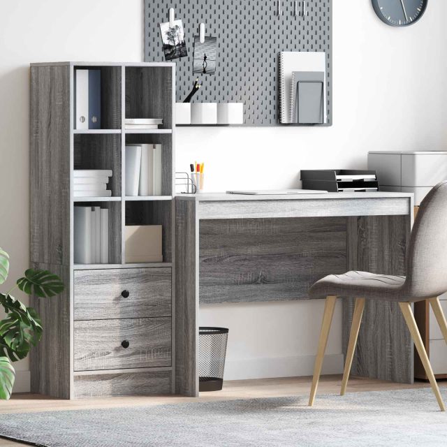 vidaXL Schreibtisch mit Schubladen 2 pcs Graues Sonoma